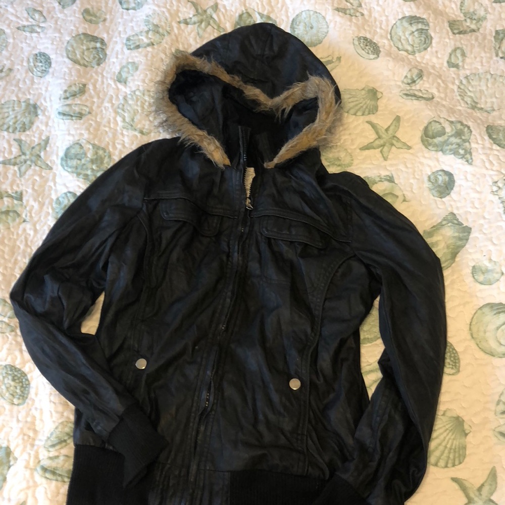 Fur leather jacket